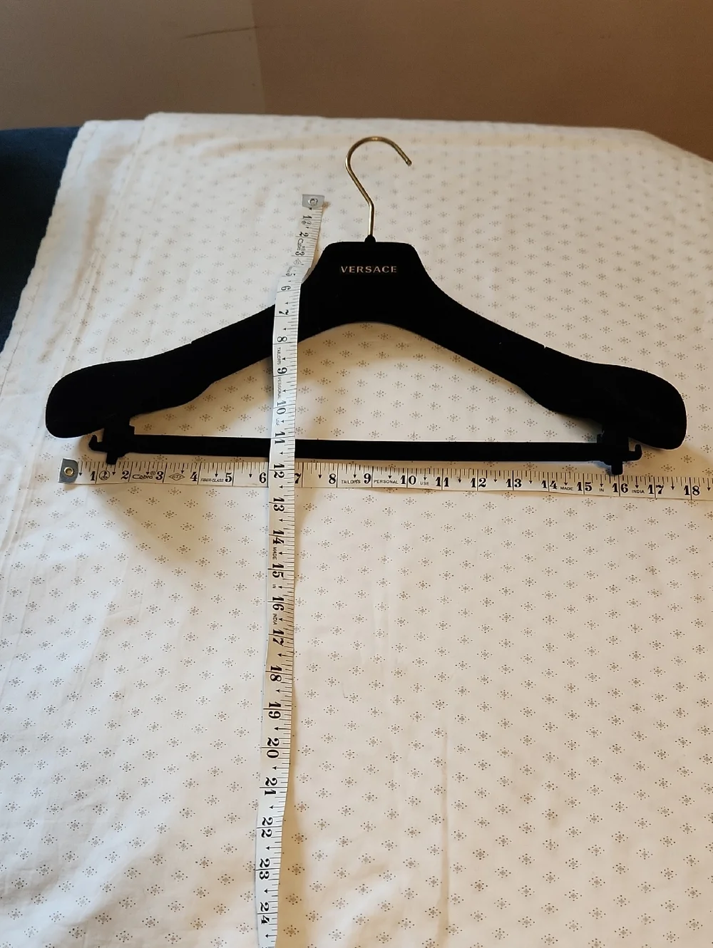 Versace Black Velvet Padded Hanger with Trousers Bar
